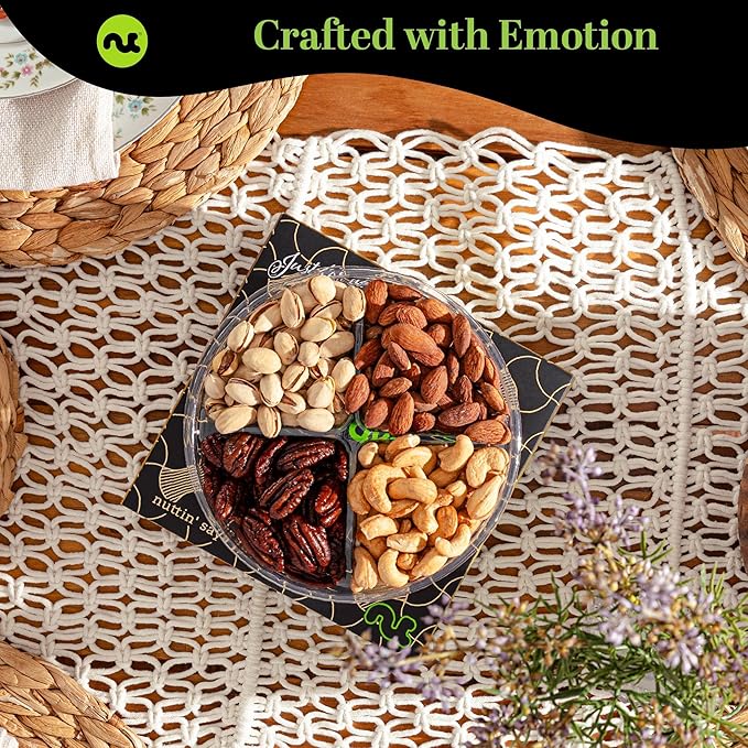 NUT CRAVINGS - Thanksgiving Mixed Nuts Gift Basket in Black Gold Box (4 Assortments) Holiday Xmas Christmas Food Arrangement, Healthy Snack Care Package, Food Assortments