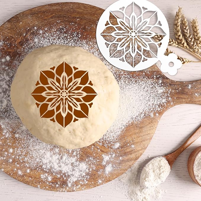 Mandala Cookie Coffee Stencils - 25 Pcs Mandala Latte Art Cookie Stencils for Coffee Cake Bread Decor, Reusable Bread Template for Sourdough Decoration Tools Baking Stencil