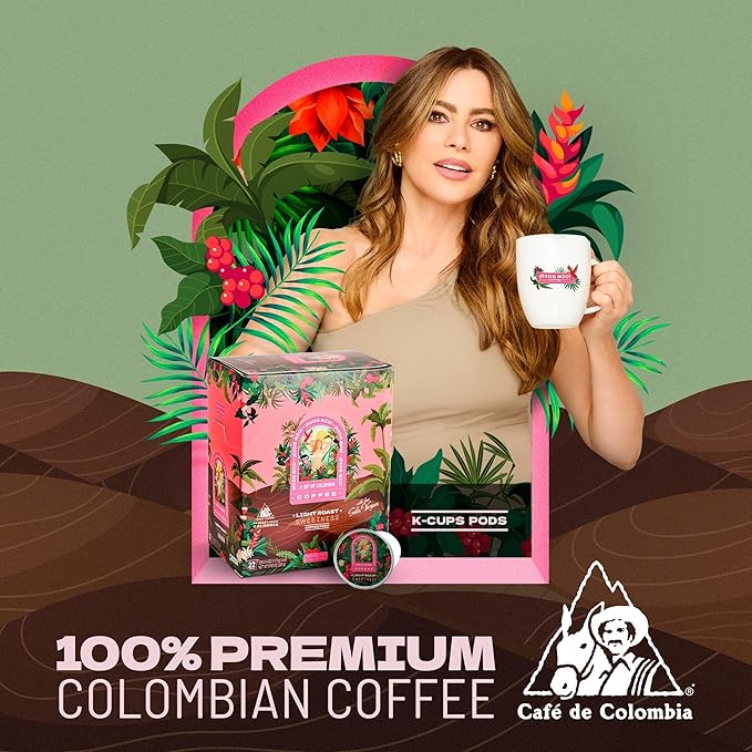 Dios Mio Coffee by Sofia Vergara, Light Roast, K-Cup Pods, 44 Count, (2 Boxes of 22 K-Cup Pods)