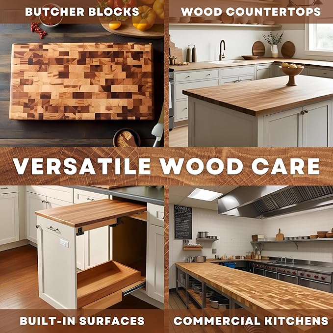 Butcher Block Ultimate Care Kit - Includes Cutting Board Oil, Wax, Wood Spray Cleaner, Bench Scraper, LG Applicator, 3 Cloths - for Butcher Block Countertops and Large Cutting Boards