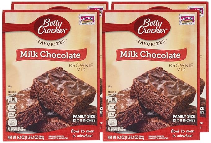 Betty Crocker Milk Chocolate Brownie Mix 18.4oz. (Pack of 4 Boxes)