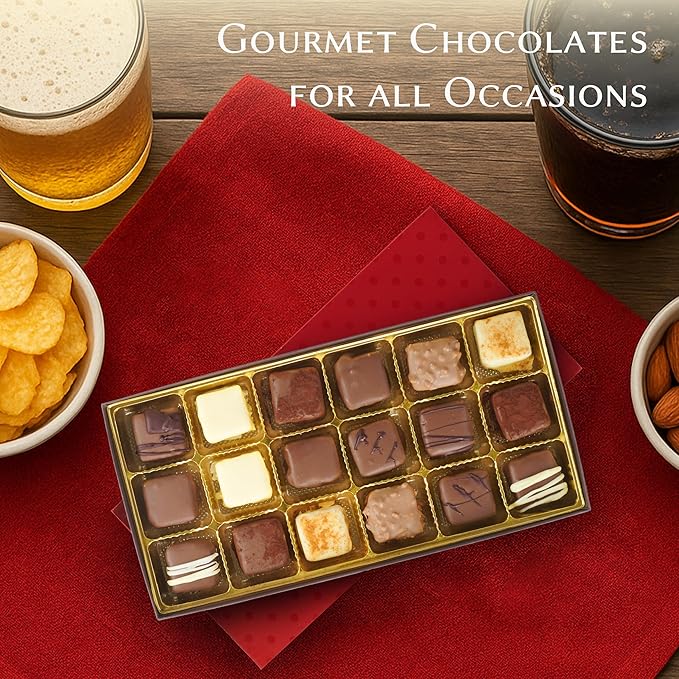 Luxury Milk Chocolate Truffles Gift Box – 18 Piece Assorted Belgian-Style Holiday Chocolates – Gourmet Candy for Christmas Gifts, Stocking Stuffers, Birthdays, Anniversaries & Dessert Platters