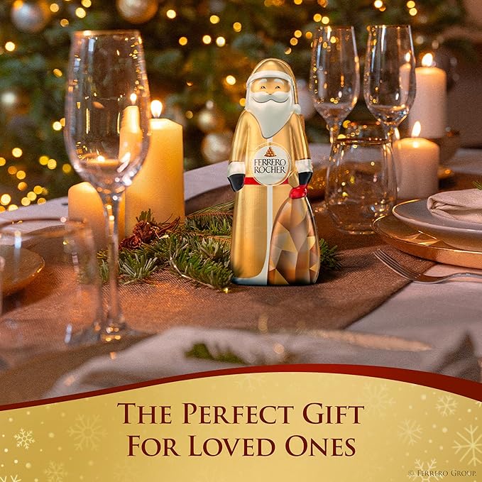 Ferrero Rocher, Milk Chocolate Hazelnut Hollow Santa, Holiday Chocolate Gift, 2.4 oz (Pack of 2)