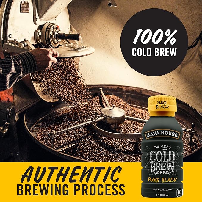 Java House Cold Brew Coffee Ready to Drink Bottles - Pure Black - 6 Pack of 8oz Bottles - 100% Arabica Coffee