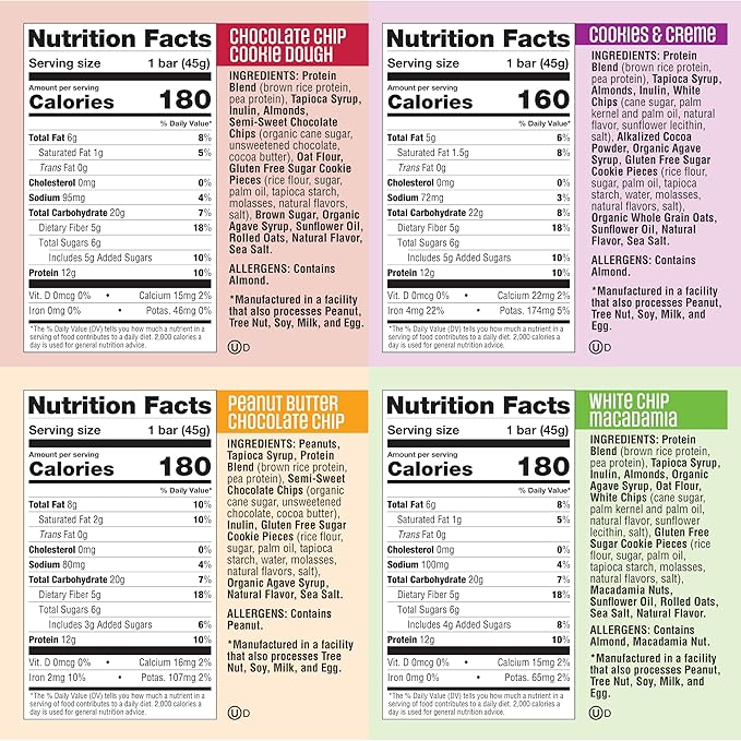 Lenny & Larry’s Cookie-fied Protein Bar Variety Pack – 4 Flavors – 8 x 1.59oz Vegan Protein Bars – High Protein Snacks with 12g Plant Protein & 5g Fiber – Gluten Free Snack – Non-GMO