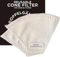 (2-Pack) Reusable Organic Cotton Cone #2 Coffee Filter — Cloth Filters for Coffee Dripper, Pour Over Coffee Dripper & Coffee Makers that Use 2-6 Cup Cone Coffee Filters
