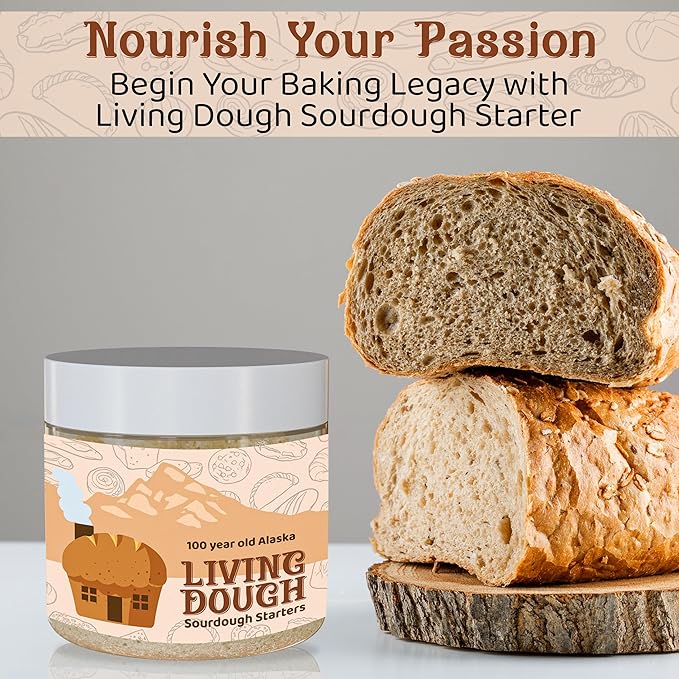 Living Dough - Soviet Rye Sourdough Starter Culture - Active & Live Organic Sourdough Starter for Baking - For Artisanal Bread, Pizza Dough, Waffles & More