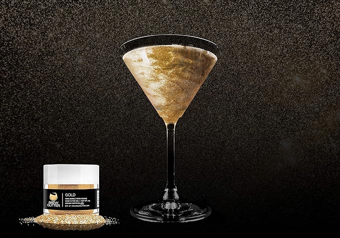 Gold BREW GLITTER Edible Glitter For Drinks, Cocktails, Beer, Garnish Glitter & Beverages | KOSHER & HALAL Certified | 100% Edible & Food Grade | Vegan, Gluten, Nut Free (50g, Gold)