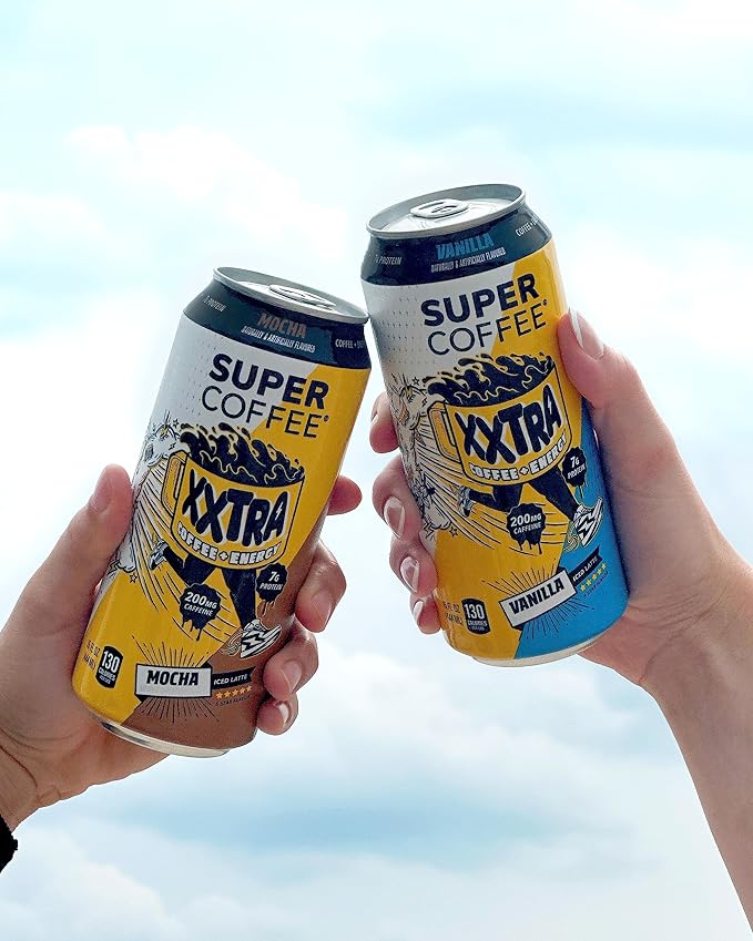 Super Coffee XXTRA, Keto Protein Coffee (0g Added Sugar, 7g Protein, 130 Calories) [Mocha] 15 Fl Oz, 12 Pack | Iced Smart Coffee Drinks - SoyFree GlutenFree