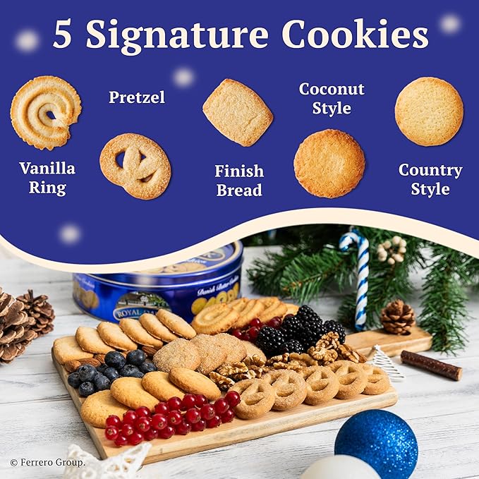 Royal Dansk Danish Butter Cookies, Holiday Cookie 4 Pack, Gift Tin, 45.2 oz