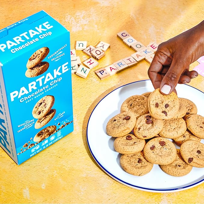 Gluten Free Partake Crunchy Soft Baked Chocolate Chip Cookies - Vegan - Free From the Top 9 Allergens Including Dairy, Wheat, Soy, Eggs, & Peanuts - Non GMO - Safe School & Office Snack (3 Pack, 5.5oz Boxes)