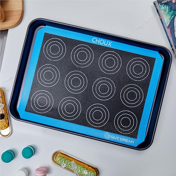 2PCs GUY DREAM Perforated Silicone Baking Mat 11-4/5" x 15-3/4" - 1 Piece Choux Mat for Baking Cookie- Steaming Mesh For Half Size Cooking Sheet - Non-Stick Reusable Oven Liner