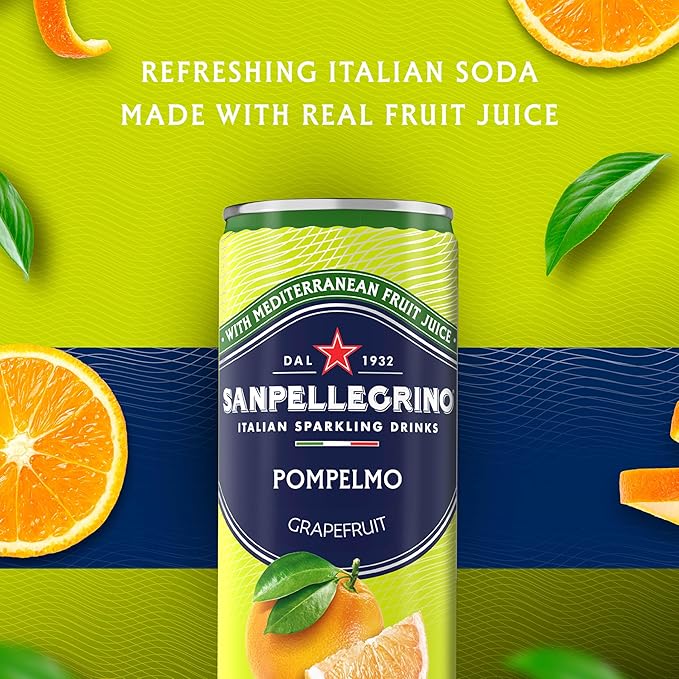 Sanpellegrino Italian Sparkling Drink Pompelmo, Sparkling Grapefruit Beverage, 24 Pack Of Cans