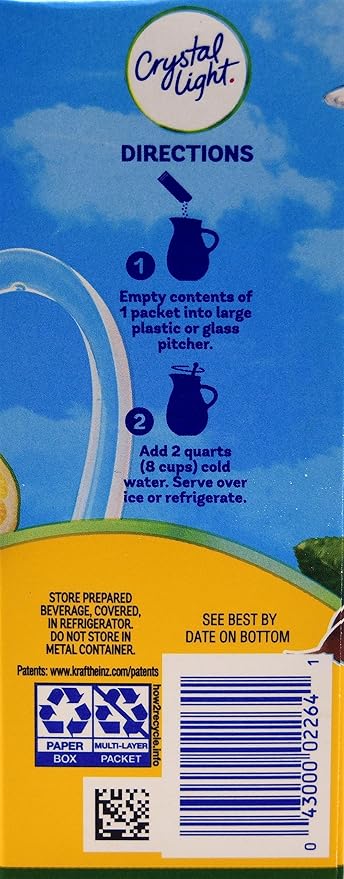 Crystal Light Lemon Decaf Iced Tea Natural Flavor Drink Mix, 12-Quart Canister (Pack of 2)