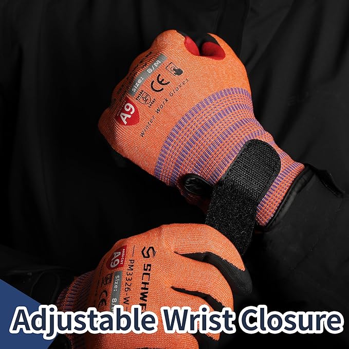 FreezeGuard-X Winter Work Gloves for Men and Women, ANSI A9 Cut Resistant Gloves for Extreme Protection, Freezer Glove With Super Grip, Touchscreen, Thermal Insulated, PM3326-W (S,1 Pair)