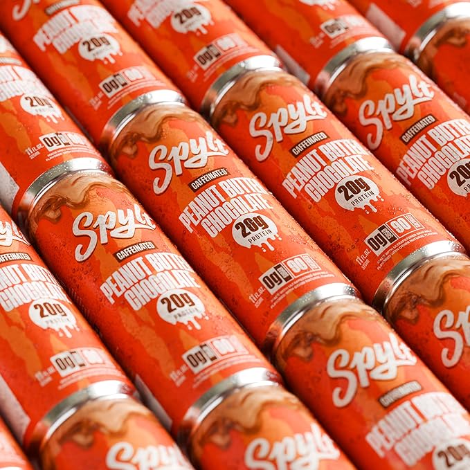 Spylt High Protein Peanut Butter Chocolate Milk with 60mg Caffeine & 20g Protein - 90 Calories, Ready to Drink, Sugar Free, Lactose Free Milk, Perfect for Workout Recovery & Afternoon Pick Me Up - 12 Count