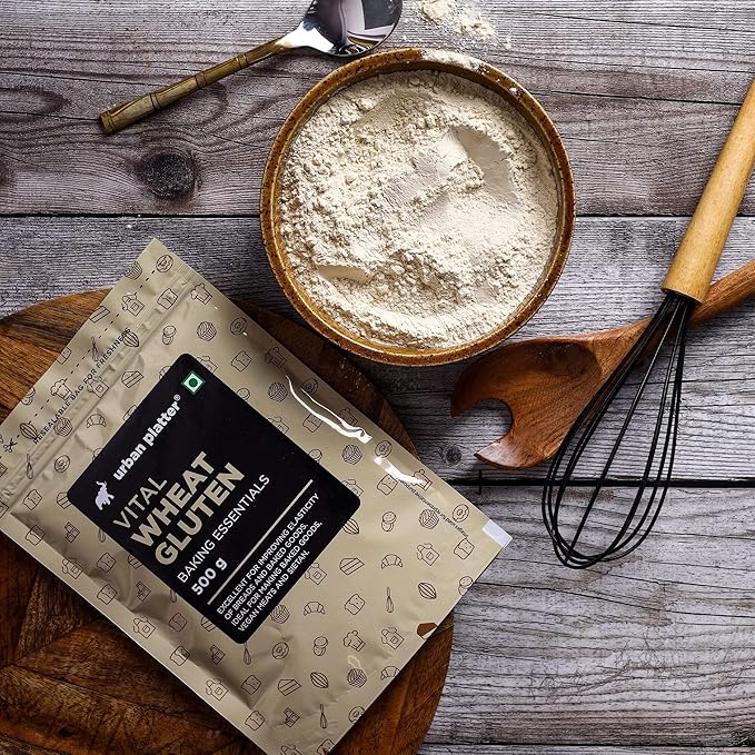 Urban Platter Vital Wheat Gluten | 17.64 Oz (500g) | Natural Plant-Based Protein | Dough Improver for Soft, Chewy & Fluffy Bakes | High-Protein Flour for Seitan, Bread, Pizza & Baking