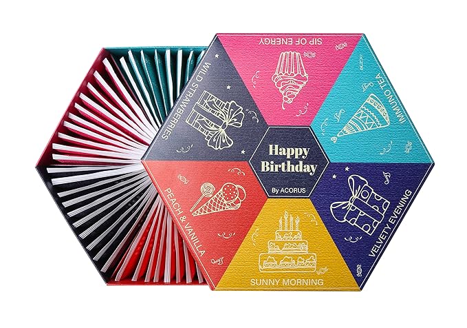 Acorus Happy Birthday Tea Gift Sets | Assorted Tea Set Birthday Present to Those Who We Care about | Herbal Fruit and Black Tea Variety Pack with Warm Wishes Written all Over the Box | 60 Tea Bags