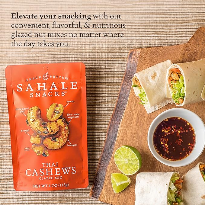 Sahale Snacks Thai Cashews Glazed Mix, 4 Ounces (Pack of 6)