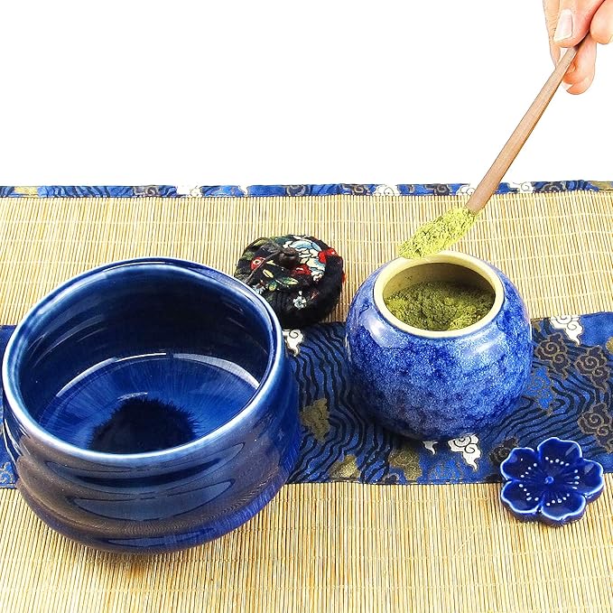 Artcome 12Pcs Japanese Matcha Tea Set - Bowl, Bamboo Whisk, Holder, Brush and Screen - Handmade Ceremony Kit for Traditional Tea Ceremony