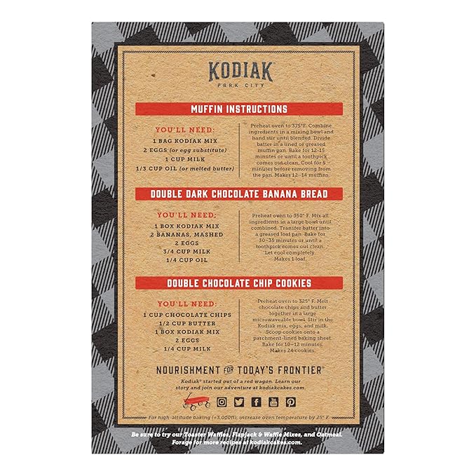 Kodiak Cakes Power Bake Muffin Mix, Double Dark Chocolate, 14 Ounce (Pack of 6)