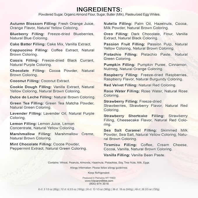 Macarons Strawberry and Vanilla, 24 count