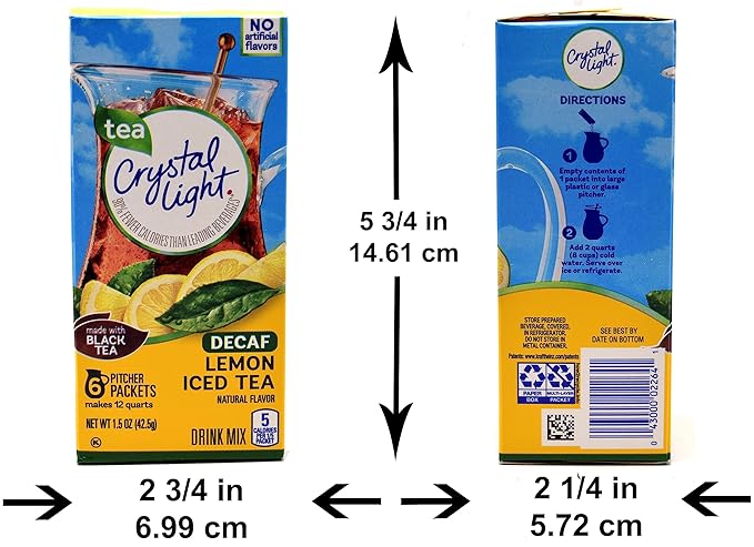 Crystal Light Lemon Decaf Iced Tea Natural Flavor Drink Mix, 12-Quart Canister (Pack of 4)