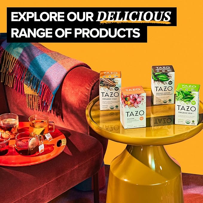 TAZO Tea Bags, (JOY, Passion, Pumpkin Chai, Vanilla Caramel Chai, Wild Sweet Orange, Peachy Green) (2ea) Variety Pack
