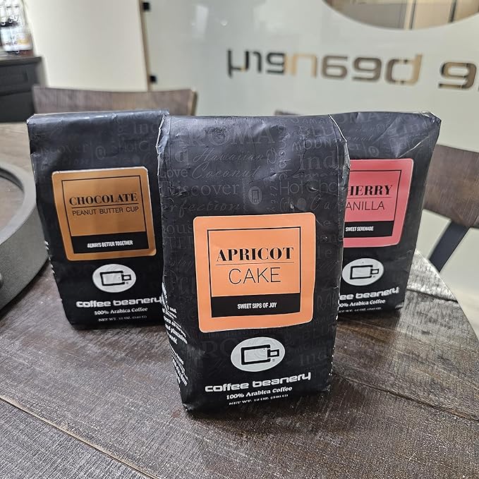 Apricot Cake Coffee by Coffee Beanery | 12oz Flavored Coffee Ground Medium Roast Coffee| 100% Specialty Arabica Coffee Ground | Gourmet Coffee | Flavored Ground Coffee Medium Roast
