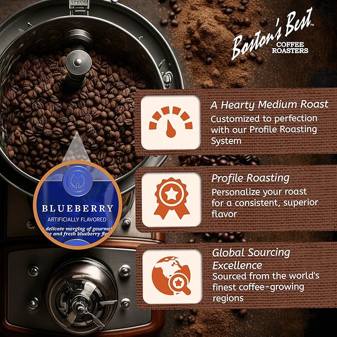 Boston’s Best Coffee - Blueberry Flavored Delicious Gourmet Premium Ground Coffee, 11 oz. / 311 g Bag
