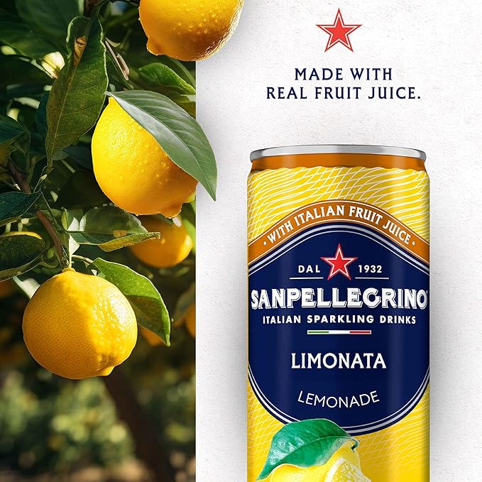Sanpellegrino Italian Sparkling Drink Limonata, Sparkling Lemon Beverage, 24 Pack Of Cans