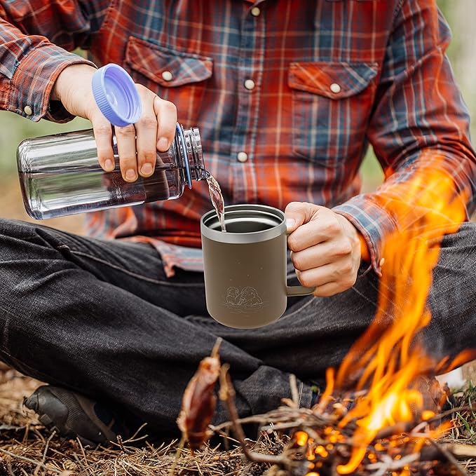 COREFLEX 12 oz Insulated Coffee Mug with Handle & Lid, Stainless Steel Double Walled Vacuum Insulated Tumbler,Travel Coffee Cup Thermal - Home, Office, Travel, Outdoor, Camping
