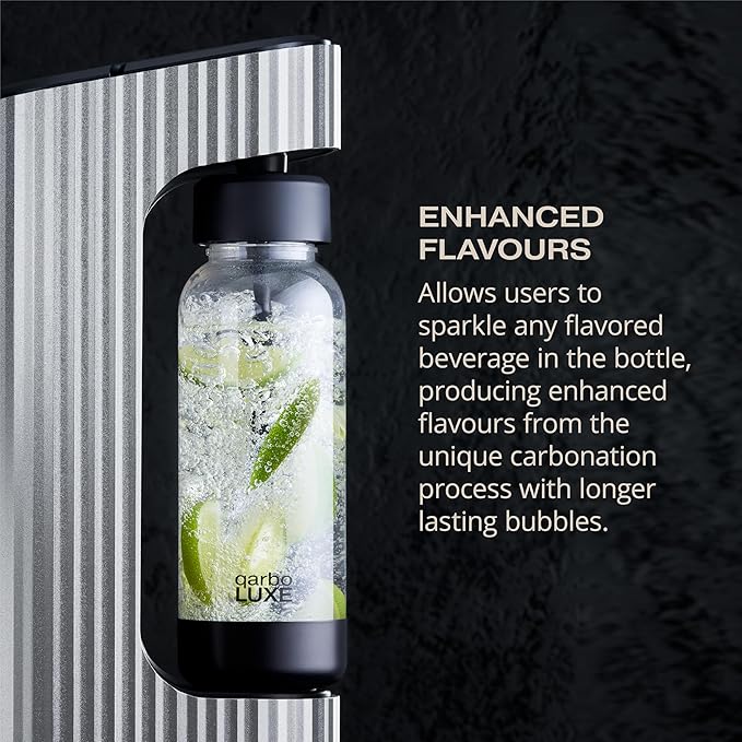 Twenty39 qarbo LUXE Premium Metal Sparkling Water Maker Machine - Soda Beverage Carbonator for Home, Seltzer Water Carbonation Fizz Maker (includes two CO2 cylinders)