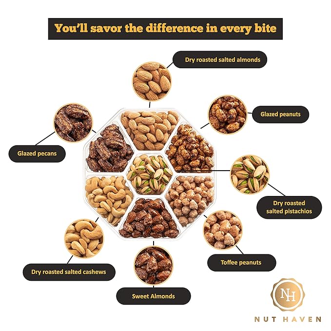 Thanksgiving Nuts Gift Basket - Extra Large Assortment of Sweet & Roasted Salted Gourmet Nuts - Assorted Food Gift Box for Christmas, Holiday, Family, Sympathy, Men & Women.