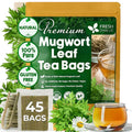 FreshDrinkUS, Premium 45 Mugwort Leaf Tea Bags, 100% Natural and Pure Mugwort Leaves. No Sugar, No Caffeine, No Gluten, Vegan. (45 Tea Bags)