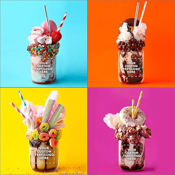 DISCOUNT PROMOS Custom Decorating Mason Jars 12 oz. Set of 10, Personalized Bulk Pack - Glass Jars for Overnight Oats, Candies, Fruits, Pickles, Spices, Beverages - Red