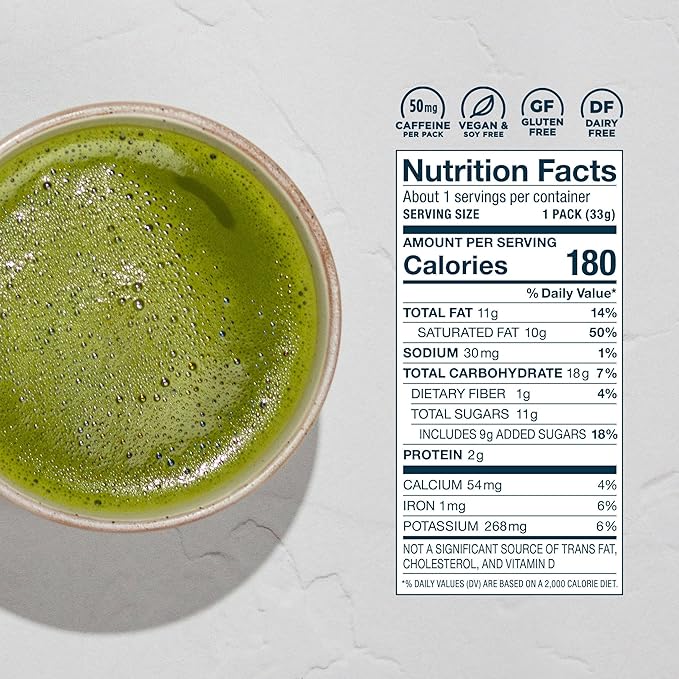 Laird Superfood Instant Latte Matcha, Non-Dairy, Superfood Creamer, Gluten Free, Non-GMO, Vegan, 15pk Sachets