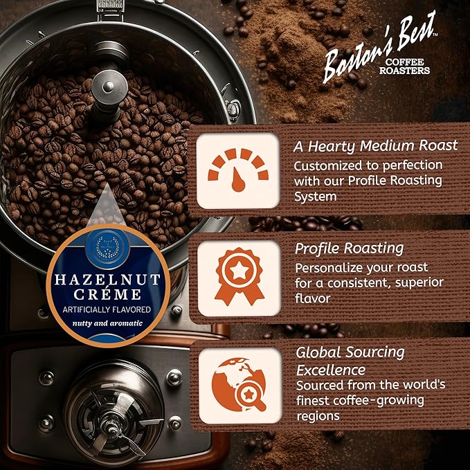Boston’s Best Coffee - Hazelnut Creme Flavored Delicious Gourmet Coffee, Premium Ground - 11 oz. / 311 g Bag