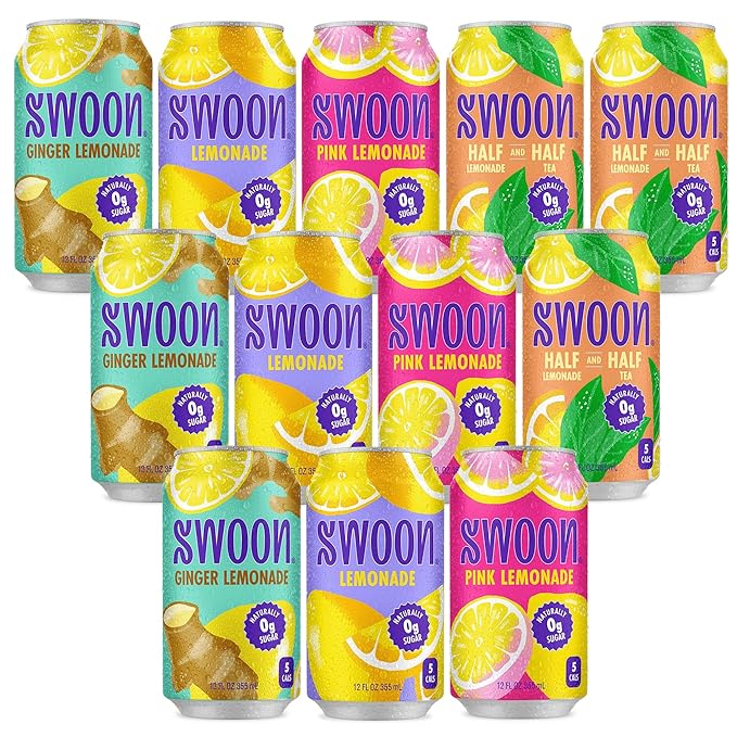 Swoon Lemonade Variety Pack - Low Carb, Paleo-Friendly, Gluten-Free Keto Drink - Zero Sugar Drinks Made with 100% Natural Lemon Juice Concentrate & Sweetened by Monk Fruit, 12 Fl oz (Pack of 12)