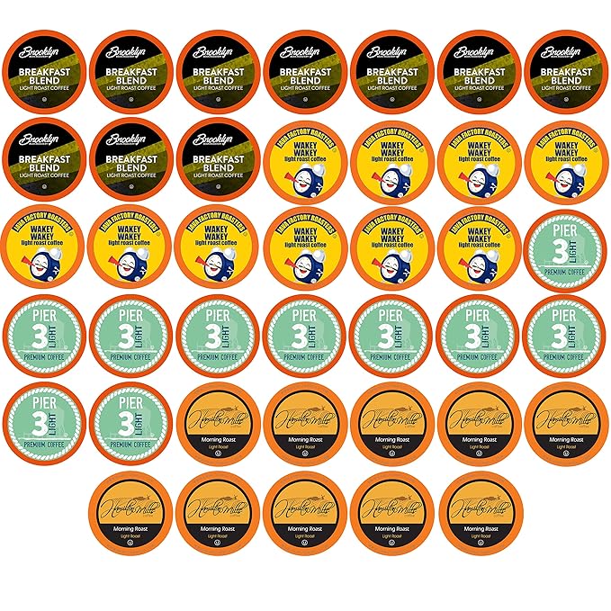 Two Rivers Coffee Light Roast Coffee Pods, Compatible with K Cup Brewers Including 2.0, Assorted Variety Sampler Pack, 40 Count