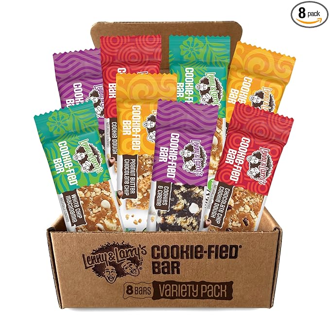 Lenny & Larry’s Cookie-fied Protein Bar Variety Pack – 4 Flavors – 8 x 1.59oz Vegan Protein Bars – High Protein Snacks with 12g Plant Protein & 5g Fiber – Gluten Free Snack – Non-GMO