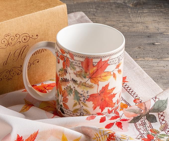 Maison d' Hermine Coffee Mug with Handles Fine Bone China Mugs Pack of Two Tea Cups for Hot Beverages Cappuccino Latte Home Restaurant Office Perfect for Gift (Amarante, 15 Ounce)