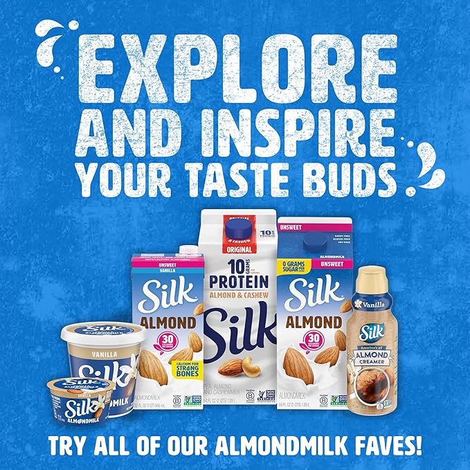 Silk Shelf-Stable Almondmilk, Less Sugar Vanilla, Dairy-Free, Vegan, Non-GMO Project Verified,10 Ounce (Pack of 12)