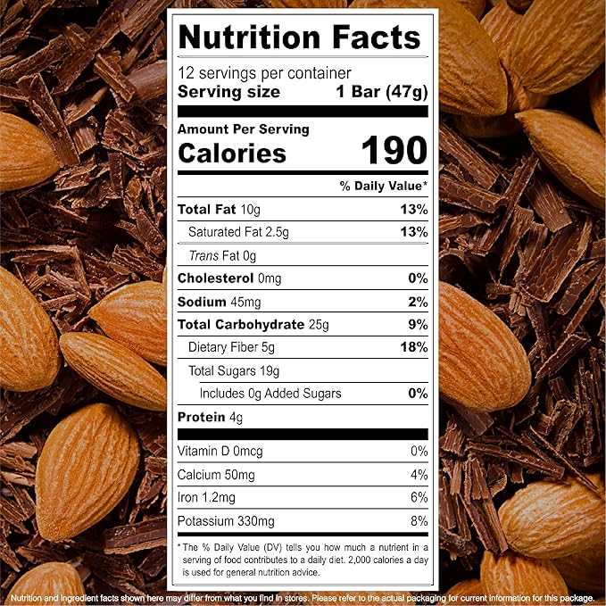 JONESBAR Organic Plant Based Protein Bars | Dark Chocolate Almond | Fruit & Nut Bar, Kosher, Gluten Free, Breakfast Bars, School Snacks, Vegan Snack & Healthy Snacks for Adults and Kids (Pack of 12)