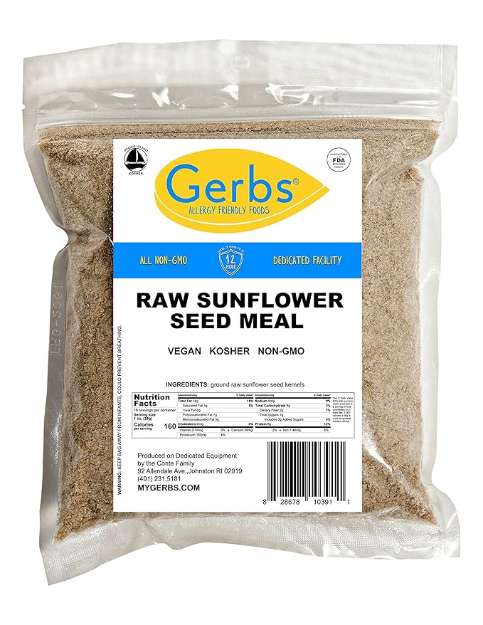 Ground Sunflower Seed Meal, 1 LB By Gerbs - Top 14 Food Allergy Free & NON GMO - Vegan & Keto Safe – Cold Milled Full Oil Seed Protein Powder