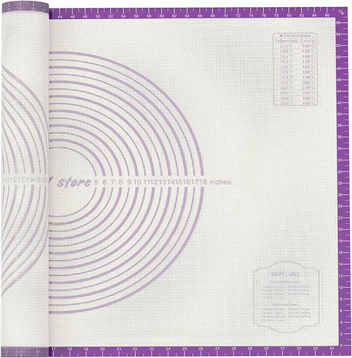 36 * 24 inches Purple, Non-Slip Silicone Baking Sheets - Baking Mat with 0.7mm Thickness - Non-Stick Pastry & Cookie Mat for Kitchen Counter for Rolling Out Dough with Measurements.