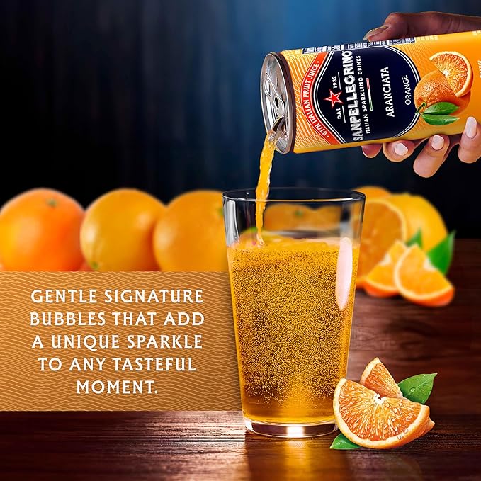 Sanpellegrino Italian Sparkling Drink Aranciata, Sparkling Orange Beverage, 24 Pack Of Cans