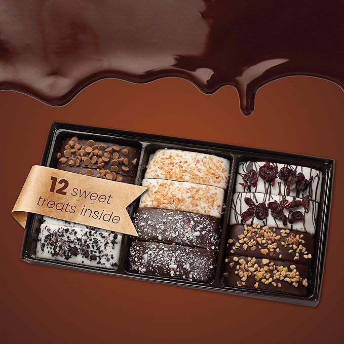 Barnetts Christmas Holiday Thanksgiving12 Chocolate Biscotti Gift Basket, Gourmet Cookies Gifts for Food Delivery, Ideas for Dad, Husband, Brother, Son, Grandfather, Girlfriend, Grandmother, Daughter, Mother