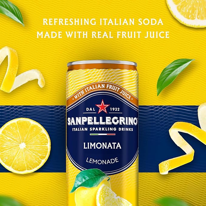 Sanpellegrino Italian Sparkling Drink Limonata, Sparkling Lemon Beverage, 24 Pack Of Cans