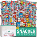 Gift A Snack - Thanksgiving, Holiday, Christmas Stocking Stuffer Snack Box Care Package Variety Pack + Greeting Card (200 Count) Birthday Sweet Treats Gift Basket, Candies Chips Crackers Bars